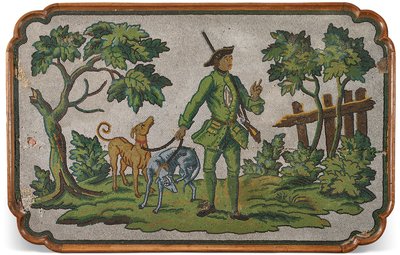 Német tölgyfa és gyöngyfűzött alkalmi asztallap, kb. 1740 alkotó: Unbekannter Künstler