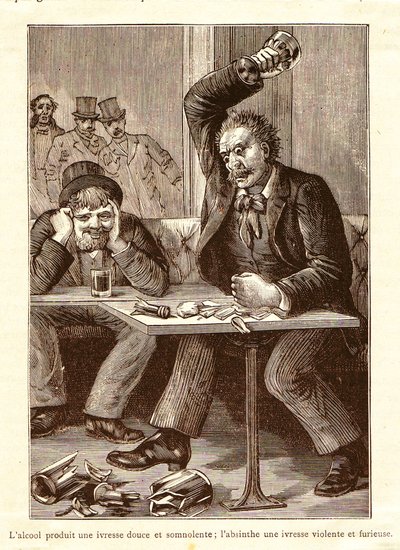 Abszint kontra alkohol, 1900 körül alkotó: Unbekannt