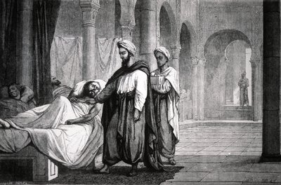 Abulcasis (936-1013) Al-Hakam II kalifa orvosa, a cordobai kórházban (Spanyolország), metszet alkotó: Unbekannter Künstler