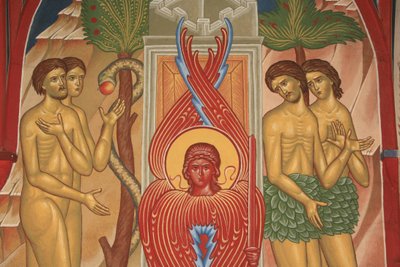 Ádám és Éva. Saint-Antoine-le-Grand ortodox templom Saint-Laurent-en-Royans Franciaország alkotó: Unbekannt