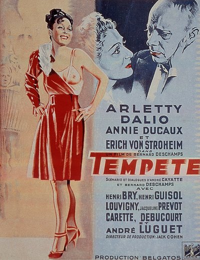 Bernard Deschamps Tempete című filmjének plakátja Arlettyvel, 1940 alkotó: Unbekannt