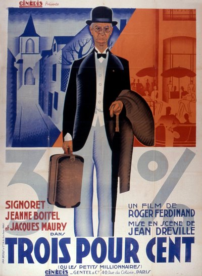 JeanDreville három százalékos filmplakátja, 1933 Franciaország alkotó: Unbekannt
