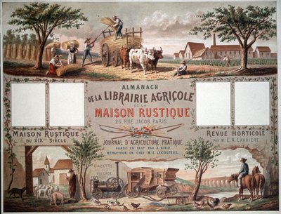 A hagyományos és modern gazdálkodási módszereket bemutató almanach. 1870-80 körül (színes litográfia) alkotó: Unbekannter Künstler