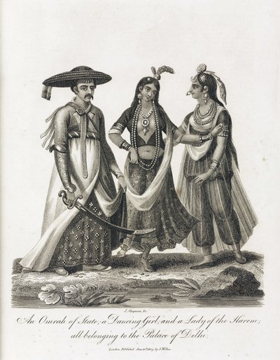 Egy Omrah of State; egy táncoló lány; és a Hárem Hölgye, India alkotó: Unbekannt