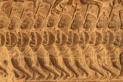 Angkor Wat. A Kurukshetra Siem Reap-i csatából származó dombormű-szobor részlete, Kambodzsa alkotó: Unbekannt