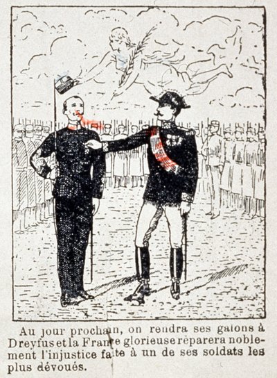 A hadsereg csíkokat ad Dreyfus kapitánynak, 1906 körül (rajz) alkotó: Unbekannter Künstler