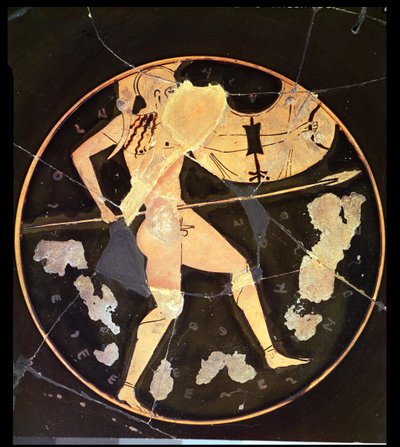 Athéni vörös alakos kylix görög harcost ábrázol, görög (Kr. e. 500 körül) alkotó: Unbekannt