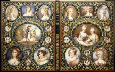 Huszonnégy portréminiatűr kötésben, Richard Brinsley Peake "French Characteristic Costumes" című könyvéből, 1816 alkotó: Unbekannt