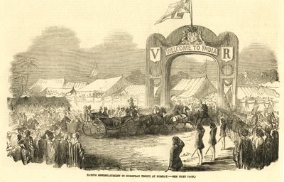 Brit lovaskocsi Bombayben, 1800-as évek (illusztráció) alkotó: Unbekannter Künstler
