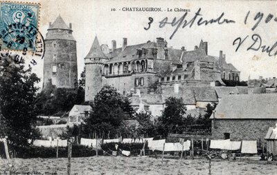 Bretagne, Ille et Vilaine (35), Chateaugiron: a kastély külső képe - 1904-es képeslap alkotó: Unbekannt
