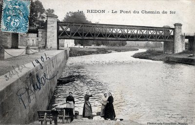Bretagne, Ille et Vilaine (35), Redon: a vasúti híd - 1904-es képeslap alkotó: Unbekannt