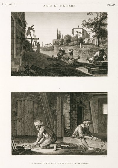 Épületépítő és -javító ácsok és asztalosok, Egyiptom, 1798 alkotó: Unbekannt