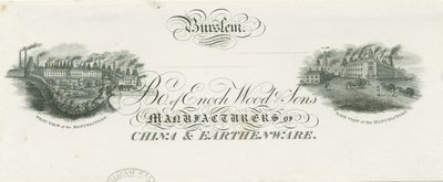 Burslem – Az Enoch Wood & Sons törvényjavaslata: gravírozás, nd [?19. század] alkotó: Unbekannt