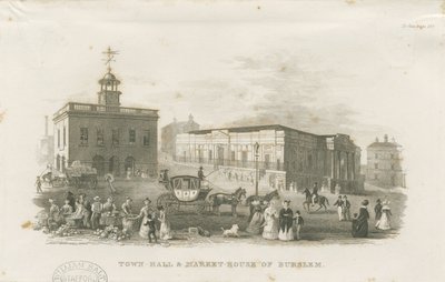 Burslem – Városháza és Vásárház: metszet, nd [1836] alkotó: Unbekannt