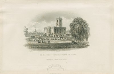 Burton-upon-Trent – St. Modwens templom: acélmetszet, és [?XIX. század] alkotó: Unbekannt