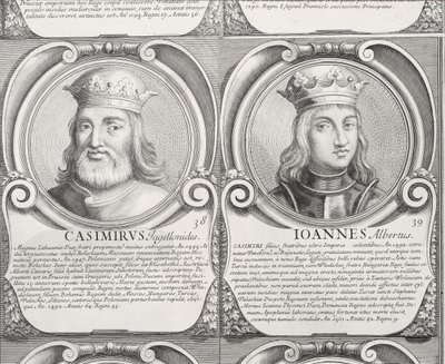 IV. Jagelló Kázmér és Olbracht Jan I. sz. 38. és 39. „A lengyelek hercegeinek és királyainak kronológiai sorozata” (metszet) alkotó: Unbekannt