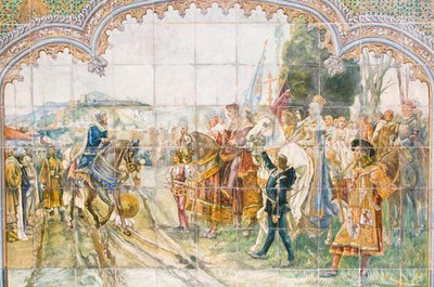 Boabdil királyt ábrázoló kerámiacsempék a Plaza de Españán (mozaik) alkotó: Unbekannter Künstler