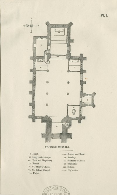 Cheadle – St. Giles templom: fametszet , és [XIX. század] alkotó: Unbekannt