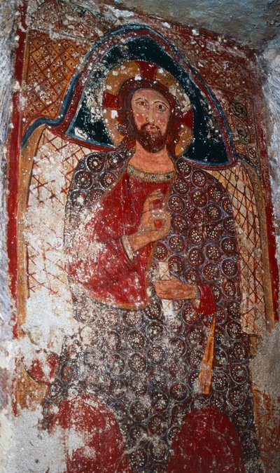 Krisztus, a Tanító, freskó a kriptában, Lépcsős Mária-szentély (18. század), Massafra, Puglia, Olaszország alkotó: William M. Timlin