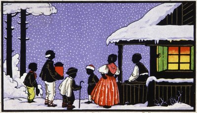 Karácsonyi ünnepség egy ausztriai faluban, 1910 körül (képeslap) alkotó: Unbekannter Künstler
