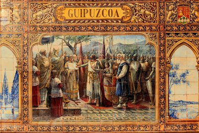 Sevilla városa, a Plaza de Espanán, csempéből készült díszek (kerámia) alkotó: Unbekannter Künstler