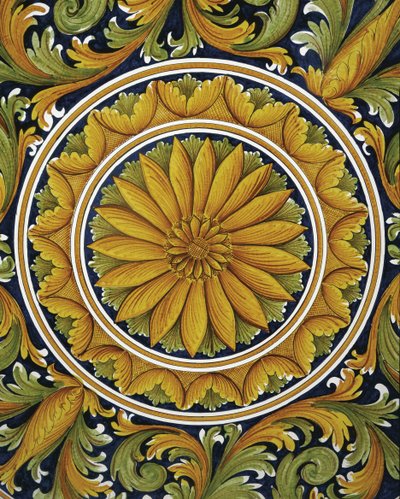 Közeli kép egy asztalról, Caltagirone, Olaszország alkotó: William M. Timlin