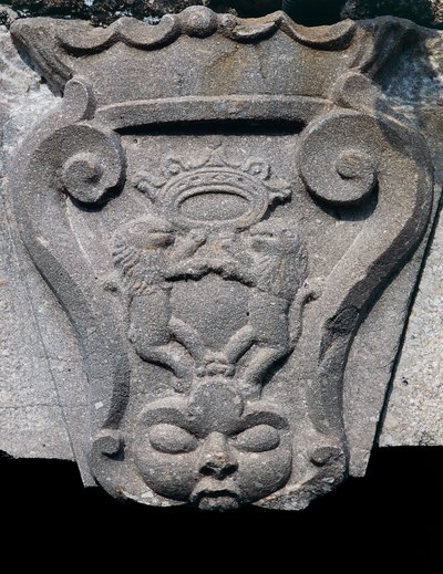 Kőcímer, bejárati ajtó architrave, Barile, Basilicata, Olaszország alkotó: Benjamin Baud