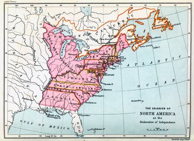 Észak-Amerika gyarmatai 1776-ban (nyomtatás) alkotó: Unbekannter Künstler