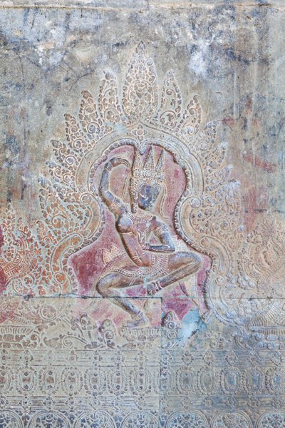 Táncoló Apsara dombormű a külső nyugati falon, Angkor Wat, Kambodzsa (fotó) alkotó: Unbekannter Künstler