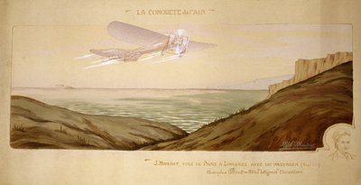 A repülés kezdete: John Moisant végrehajtotta az első személyszállítást a La Manche csatornán, szerelőjét kétüléses Bleriot gépén szállítva 1910. augusztus 17-én. alkotó: Unbekannt