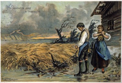 Szabadíts meg minket a gonosztól. Parasztok a vihar után. 1900 körül (illusztráció) alkotó: Unbekannter Künstler