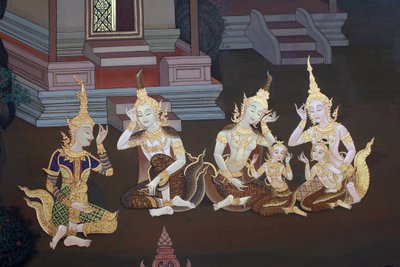 Részlet egy falfestményről a Buddhapadipa templom Uposatha-jában (szentélyterem), Wimbledon, Grande-Bretagne alkotó: Unbekannt