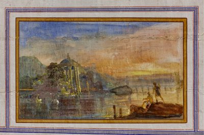 A tájat ábrázoló dekoráció részlete, a Vörös szoba, a királyi lakás, a királyi palota vagy a Palazzo dei Normanni (Normannok palotája), Palermo, Szicília, Olaszország (fotó) alkotó: Unbekannter Künstler