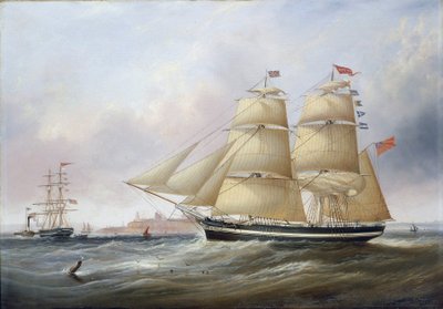 A "Mary Ann" nevű hajó kettős portréja a Tyne folyó (vagy Tinea, Anglia) torkolatában. Olaj, vászon alkotó: Unbekannter Künstler