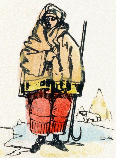 E - Eszkimók - Ábécé - Gyermek szórakozás - Kép epinal, népszerű sorozat 1890 körül (illusztráció) alkotó: Unbekannt