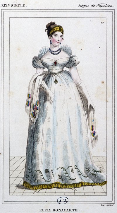 Elisa Bonaparte Baciocchi, 1810 körül (metszet) alkotó: Unbekannter Künstler