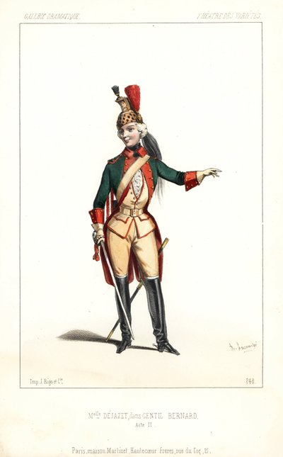 Pauline Virginie Dejazet angol színésznő, mint Gentil Bernard, ou L