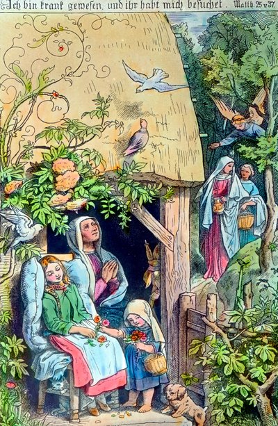 Engraving depicting to visit the sick, Germany 1920s alkotó: Unbekannter Künstler
