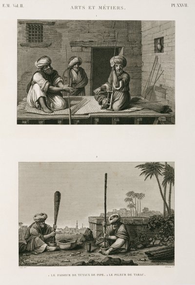 Gyártás, Egyéb pipaszár-készítők és dohánytörőgépek, Egyiptom, 1798. alkotó: Unbekannt