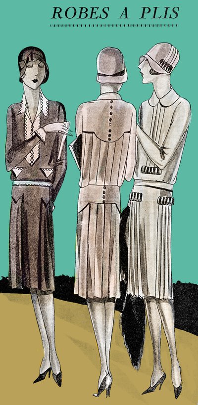 Divat: rakott nappali ruhák 1928 tavaszán alkotó: Unbekannter Künstler