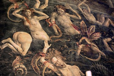 Franciaország, Tarn, Albi, Cathedrale Sainte-Cecile, az utolsó ítélet freskója, - (1474-15. század vége), leszállás az alvilágba, részlet alkotó: Unbekannt