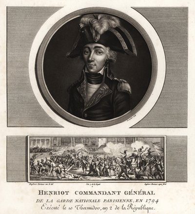 Francois Henriot jakobinus vezetőt, a párizsi nemzeti gárda tábornokának parancsnokát 1794-ben kivégezték. alkotó: Unbekannt