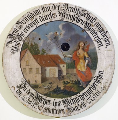Frank Múzeum Feuchtwangen Közép-Frank Bajorország Németország lövész céltábla gyűjtemény esküvői célpont 1756-ból Fortune istennővel alkotó: Unbekannt
