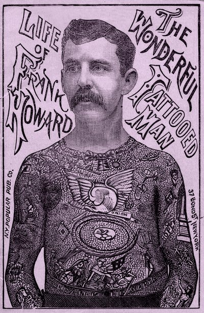 Frank Howard, a csodálatos tetovált férfi, 1900 körül (színes litó) alkotó: Unbekannt