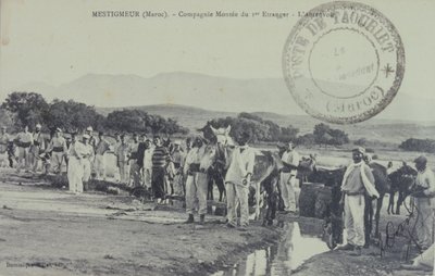 Francia légiós gyarmati katonák járőröznek az Atlasz-hegység közelében, Marokkó. képeslap 1909 alkotó: Unbekannter Künstler