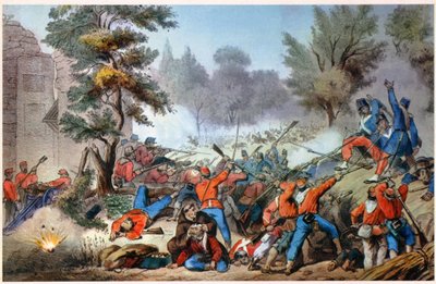 GARIBALDINI A SESSA COMBAT 1860-ban (nyomtatás) alkotó: Unbekannter Künstler