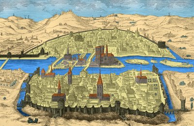 Párizs általános képe a 15. és 16. században (metszet) alkotó: Unbekannter Künstler
