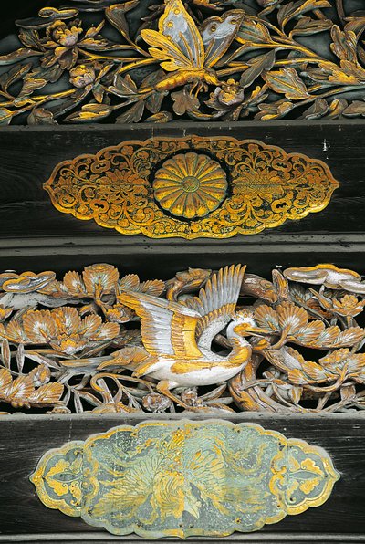 Aranyozott madarak és pillangók, Ninomaru palota részlete, Nijo kastély, Kyoto alkotó: Benjamin Baud
