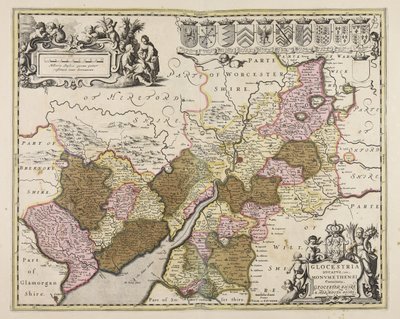 Glocestria ducatus cum Monumethensi comitatu  Glocester Shire amp; Monmouth Shire alkotó: Unbekannter Künstler
