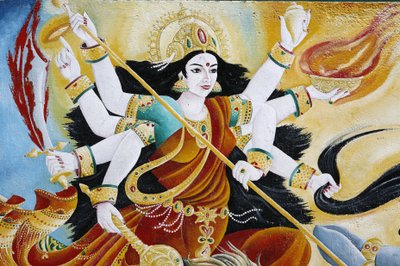Durga istennő legyőzi a gonoszt, Katmandu, Nepál alkotó: Unbekannt